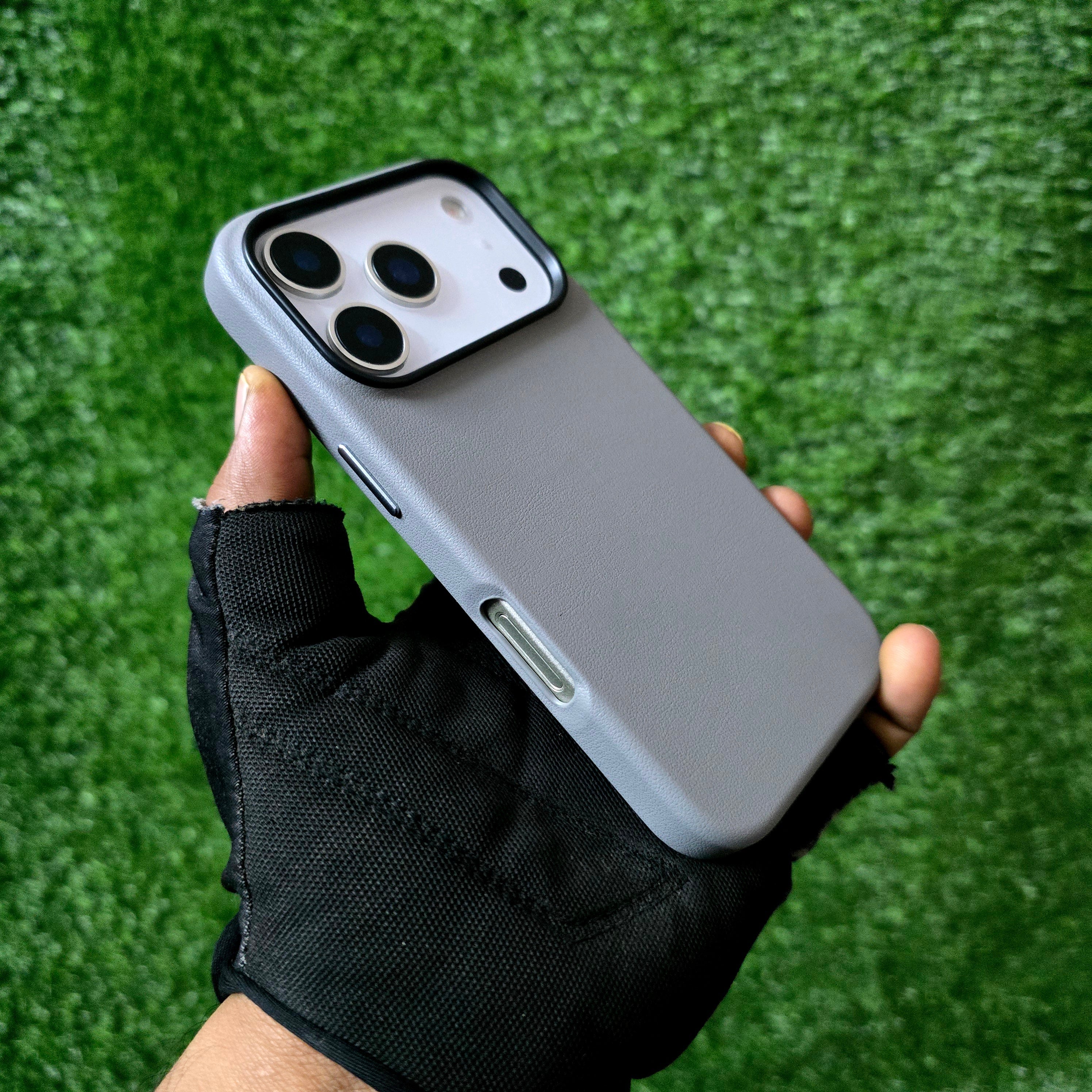 iPhone 17 Pro Max Leather Cover, Genuine Kzdoo Noble Collection Series Leather Case - Grey