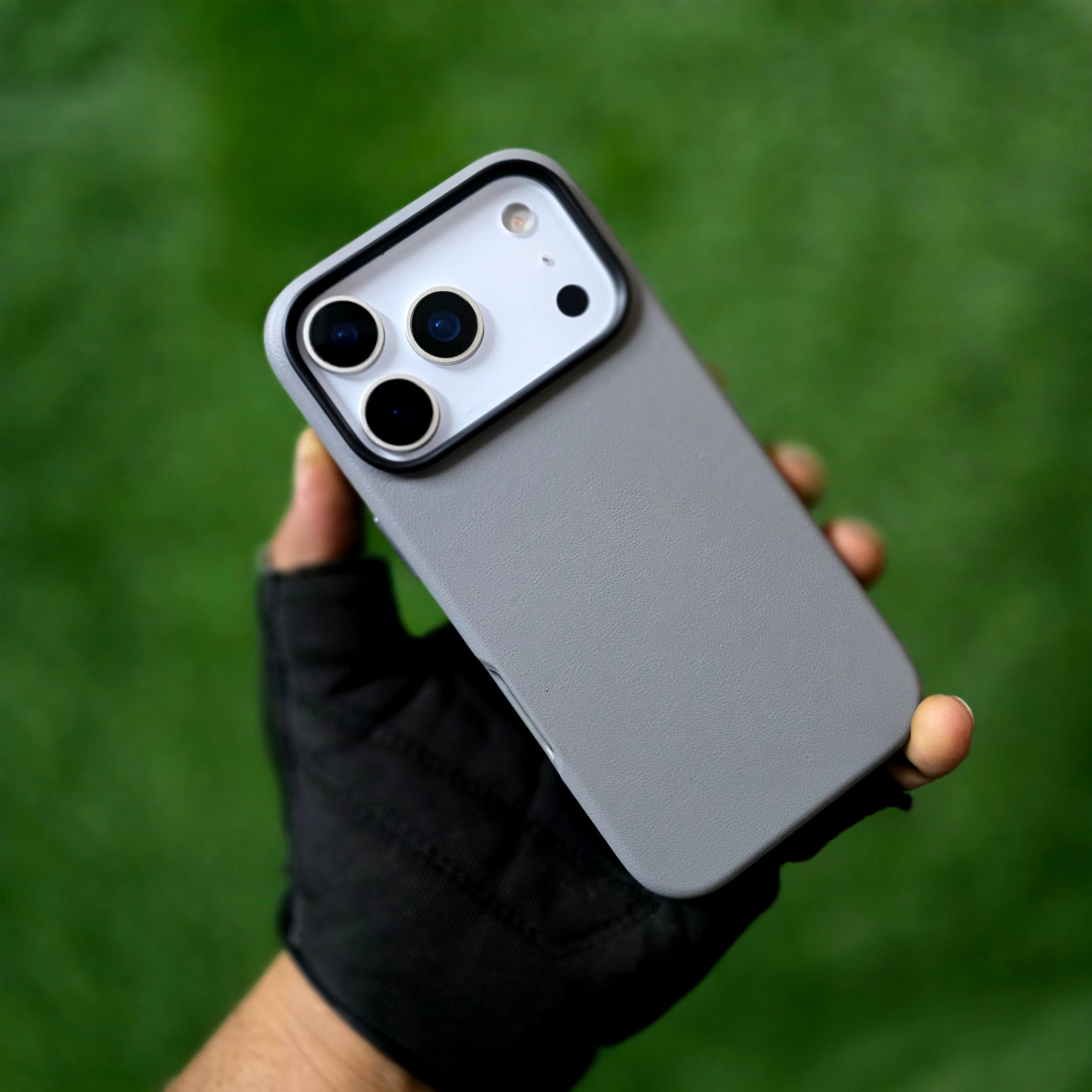 iPhone 17 Pro Leather Cover, Genuine Kzdoo Noble Collection Series Leather Case - Grey