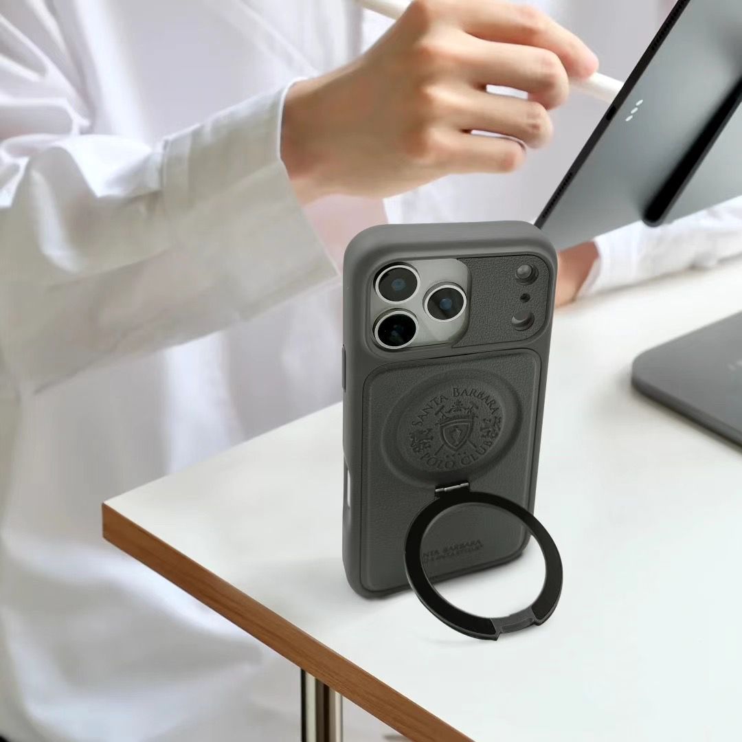 iPhone 17 Pro Genuine Leather Original Santa Barbara Polo Club Primo Series Case with Magsafe - Grey