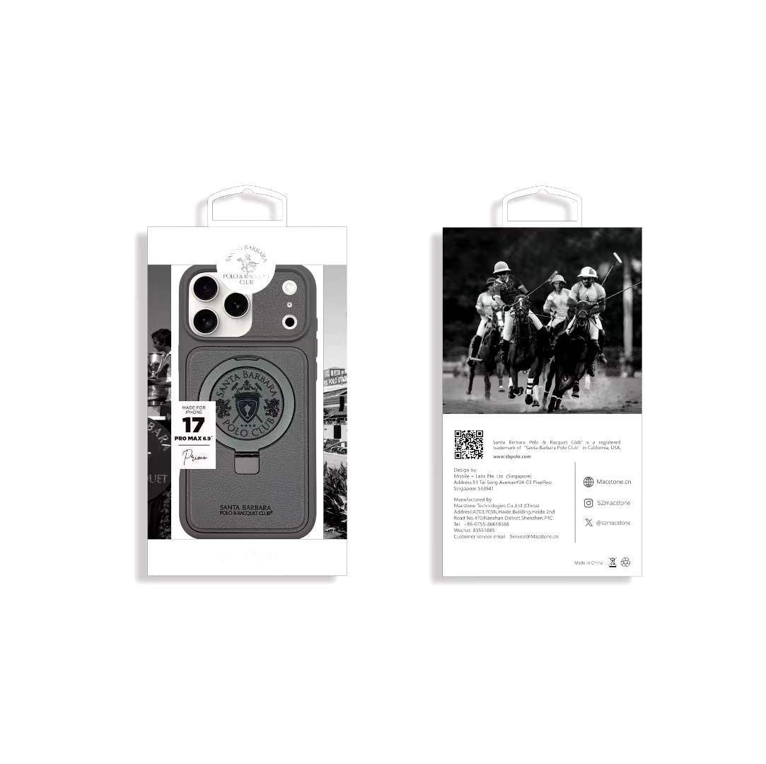 iPhone 17 Pro Genuine Leather Original Santa Barbara Polo Club Primo Series Case with Magsafe - Grey