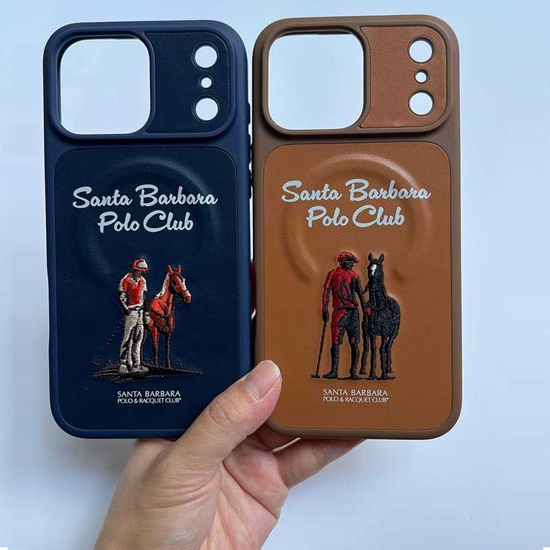 iPhone 17 Pro Genuine Leather Original Santa Barbara Polo Club Questa Series Case with Magsafe - Brown