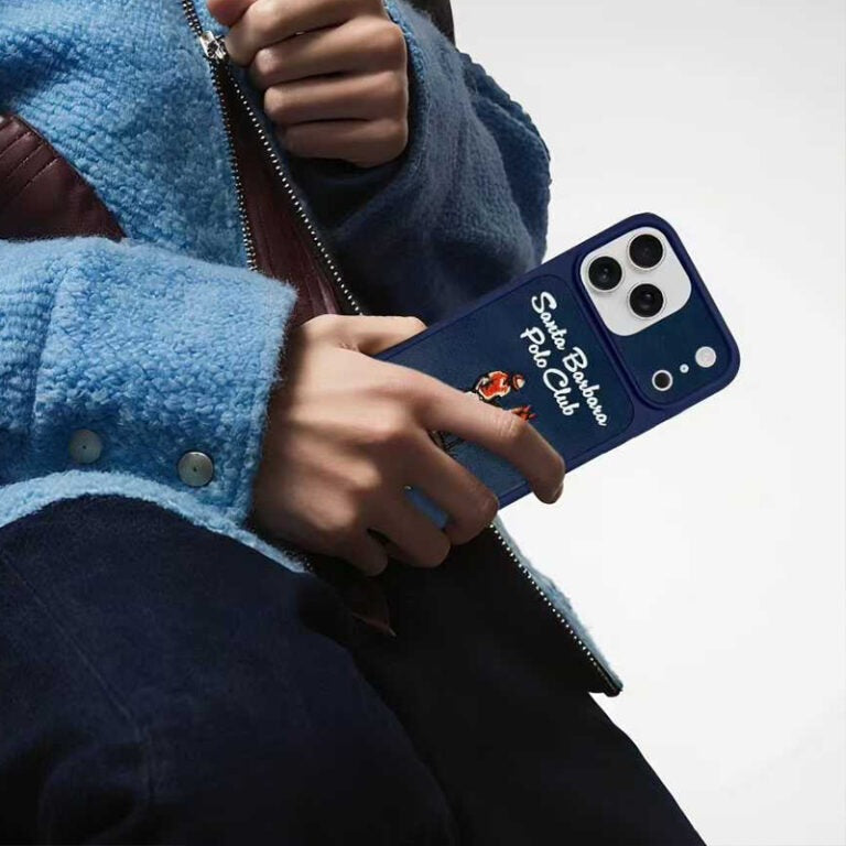 iPhone 17 Pro Genuine Leather Original Santa Barbara Polo Club Questa Series Case with Magsafe - Navy Blue