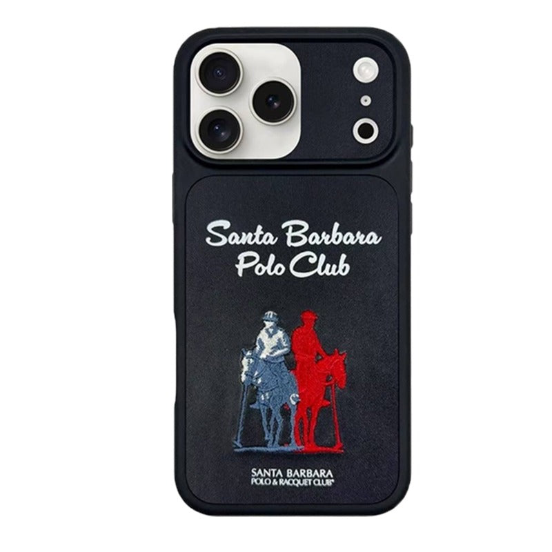 iPhone 17 Pro Genuine Leather Original Santa Barbara Polo Club Questa Series Case with Magsafe - Black