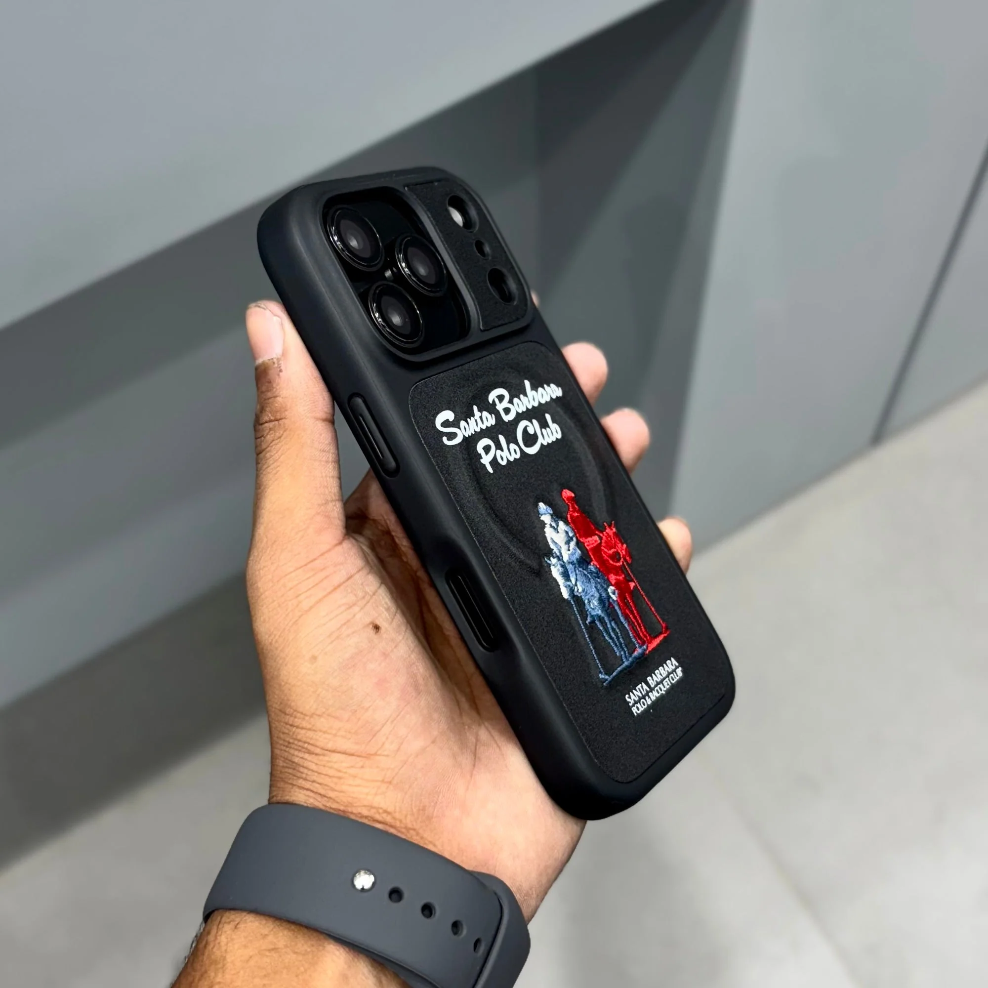 iPhone 17 Pro Genuine Leather Original Santa Barbara Polo Club Questa Series Case with Magsafe - Black