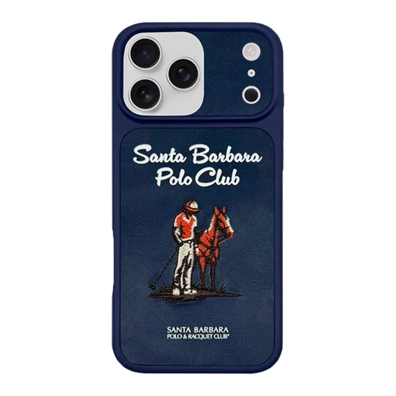 iPhone 17 Pro Genuine Leather Original Santa Barbara Polo Club Questa Series Case with Magsafe - Navy Blue
