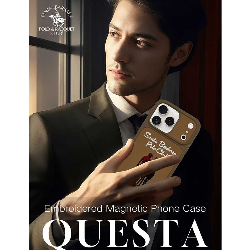 iPhone 17 Pro Genuine Leather Original Santa Barbara Polo Club Questa Series Case with Magsafe - Brown