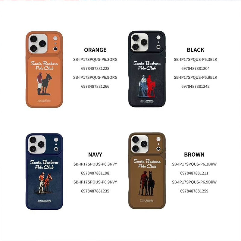 iPhone 17 Pro Genuine Leather Original Santa Barbara Polo Club Questa Series Case with Magsafe - Black