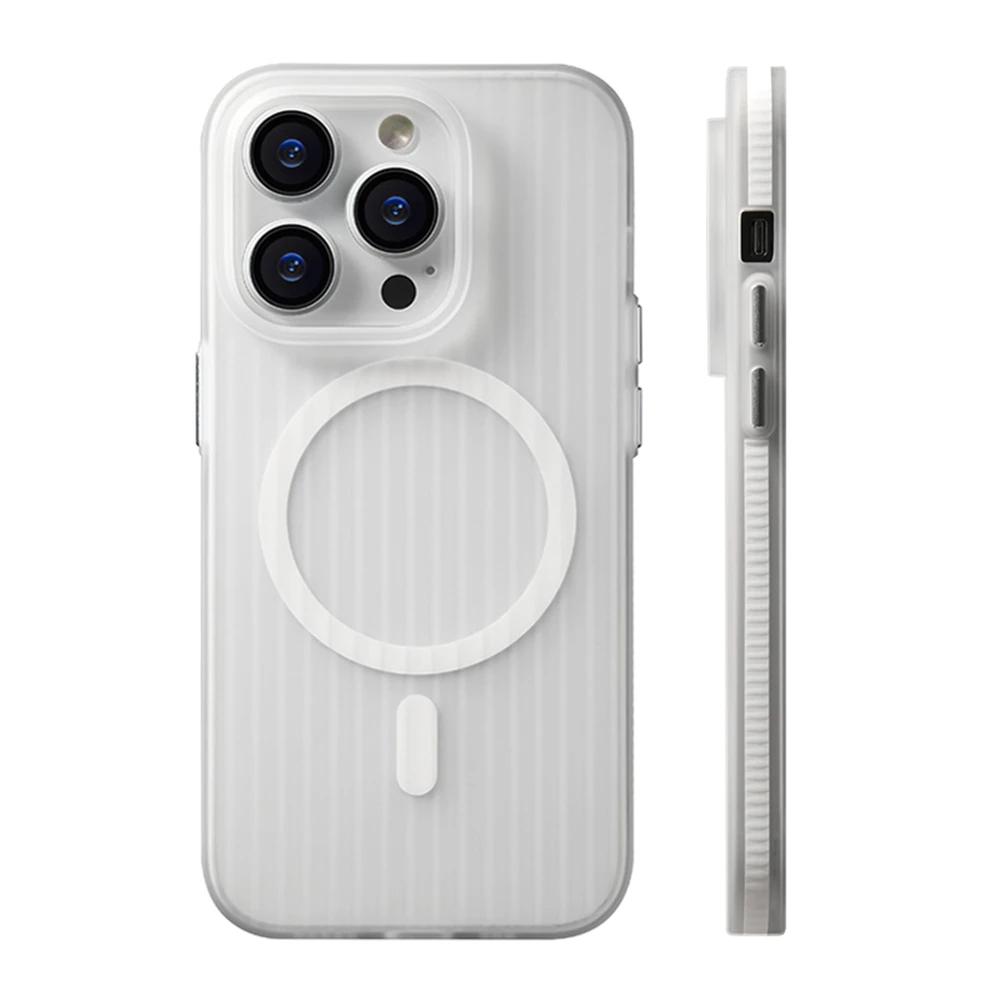 iPhone 16 Pro Max Corrugated Hybrid Matte Frosted Case with Magsafe - White