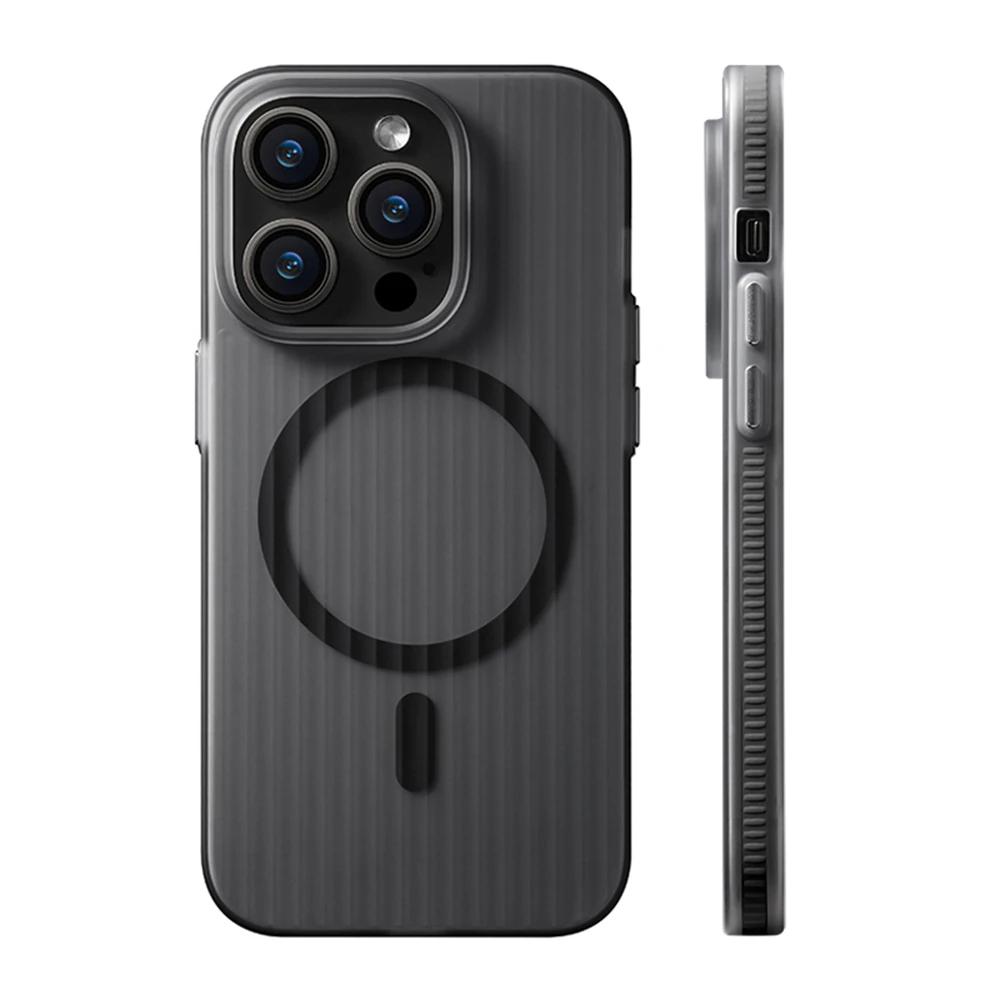 iPhone 16 Pro Max Corrugated Hybrid Matte Frosted Case with Magsafe - Black