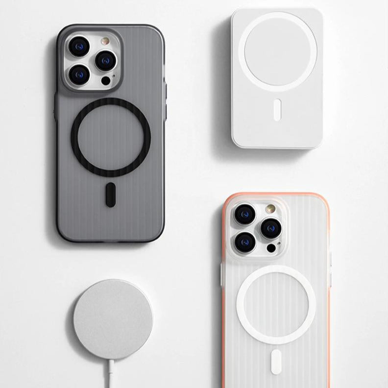 iPhone 16 Pro Max Corrugated Hybrid Matte Frosted Case with Magsafe - White