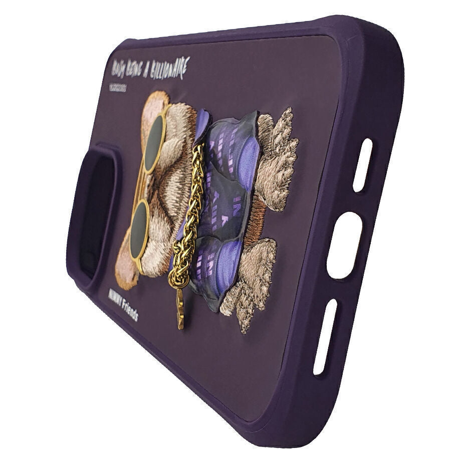 iPhone 14 Pro Nimmy Jacket Series Embroidery Case Cover - Deep Purple