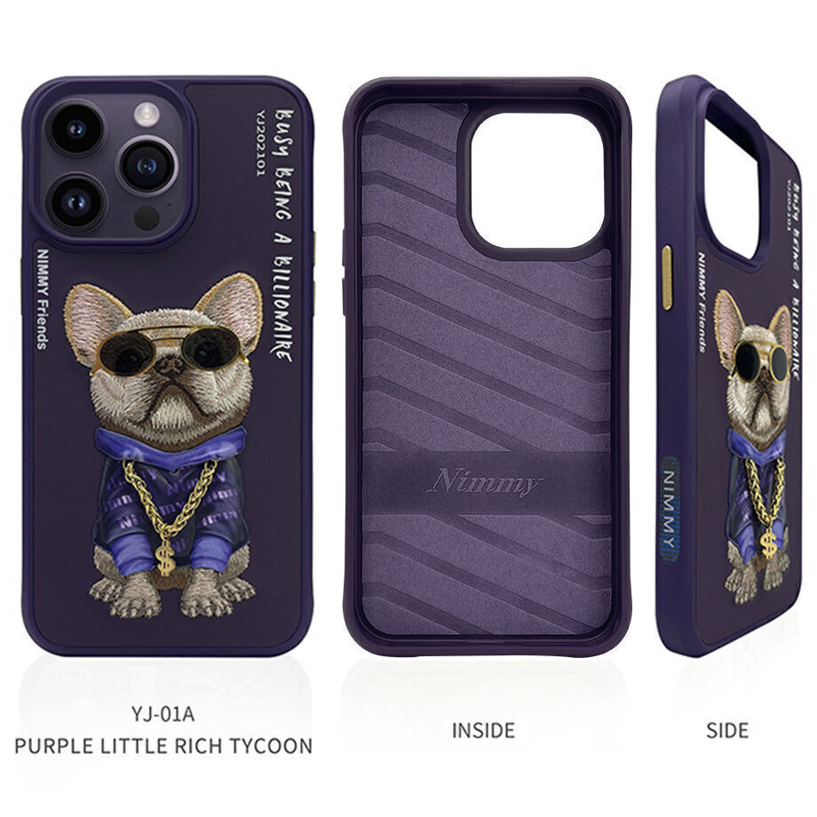 iPhone 14 Pro Nimmy Jacket Series Embroidery Case Cover - Deep Purple