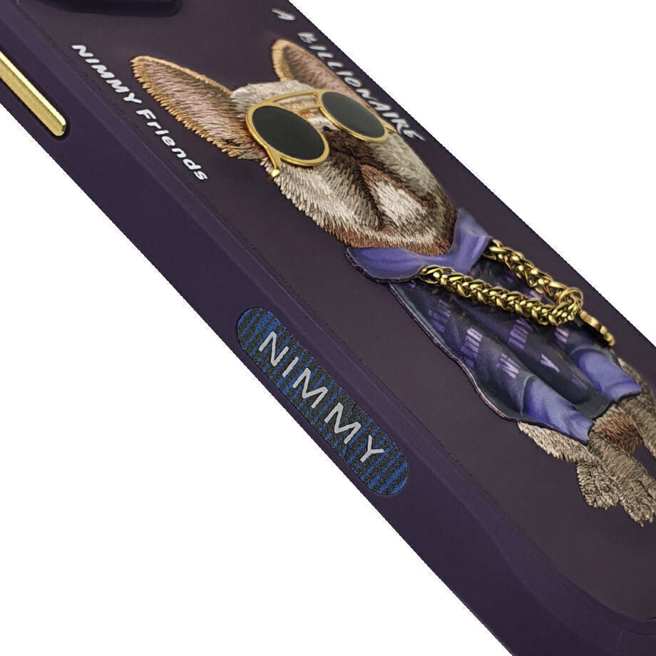 iPhone 14 Pro Nimmy Jacket Series Embroidery Case Cover - Deep Purple