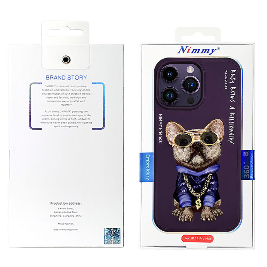 iPhone 14 Pro Max Nimmy Jacket Series Embroidery Case Cover - Deep Purple