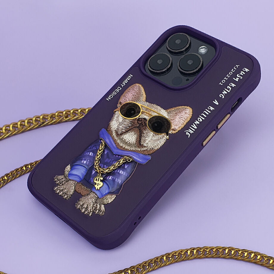 iPhone 14 Pro Nimmy Jacket Series Embroidery Case Cover - Deep Purple