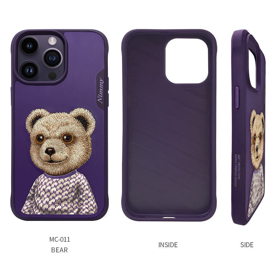 iPhone 14 Pro Max Nimmy Embroidery Leather Shockproof Fashion Series Case - Purple