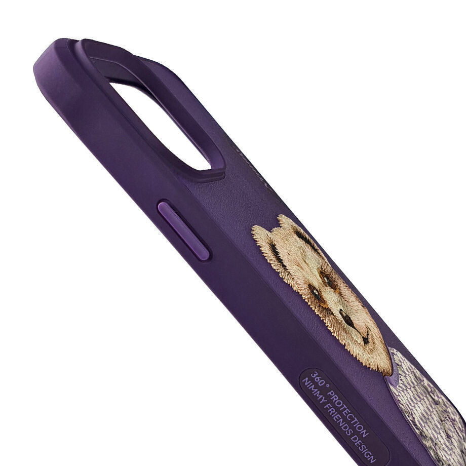 Nimmy Embroidery for iPhone 14 TPU+PU Leather Shockproof Fashion Series-Bear