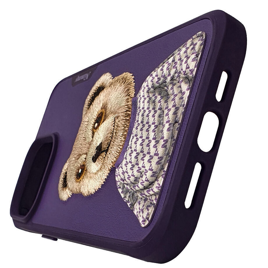 Nimmy Embroidery for iPhone 14 TPU+PU Leather Shockproof Fashion Series-Bear