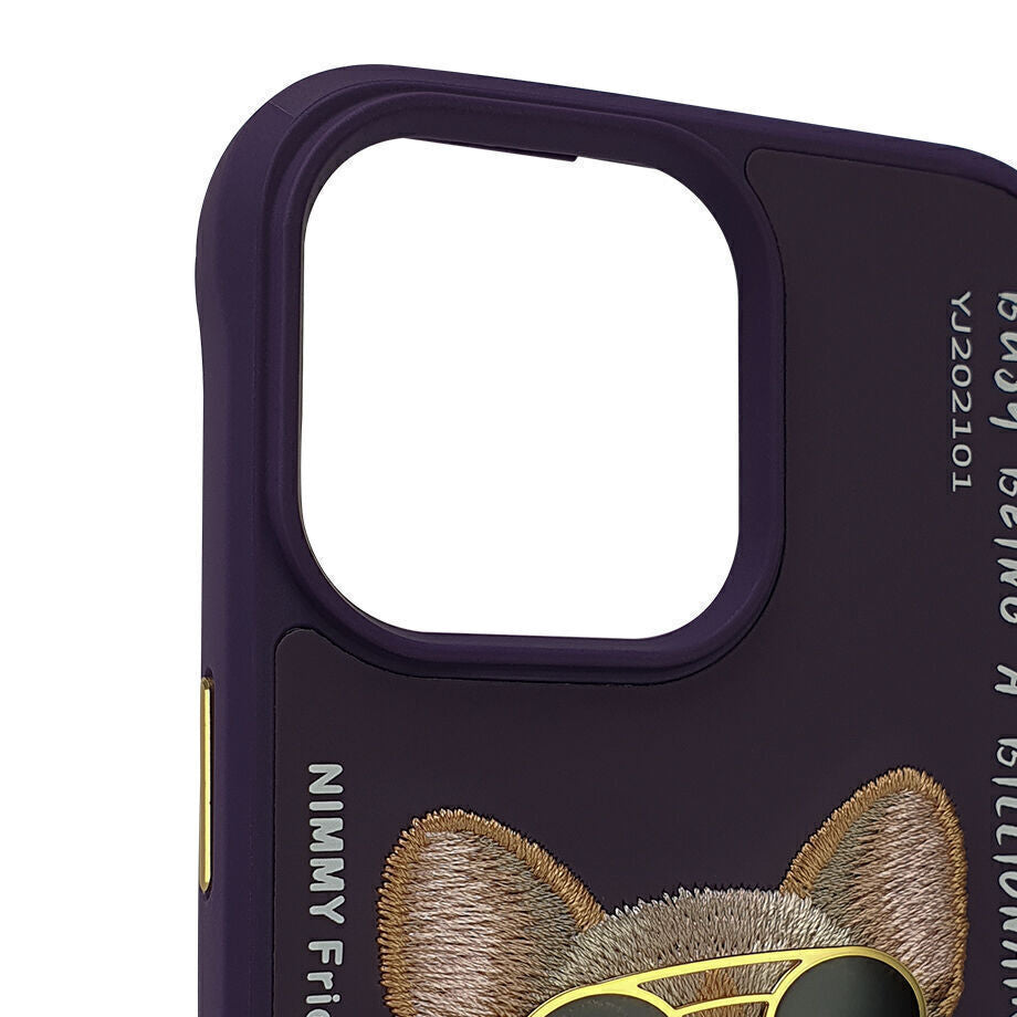 iPhone 14 Pro Max Nimmy Jacket Series Embroidery Case Cover - Deep Purple
