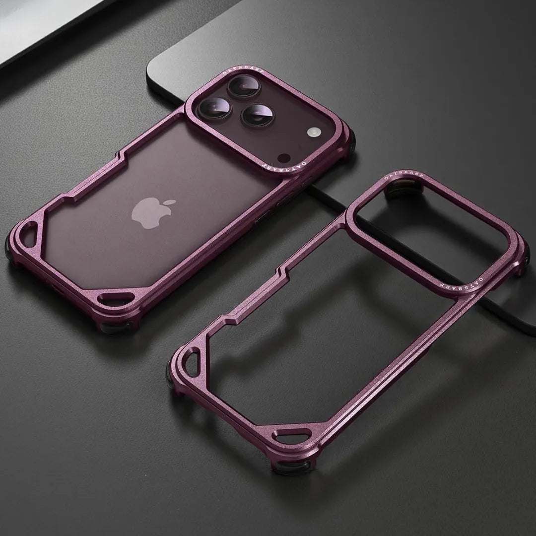 OATSBASF Aluminium Metal Bumper Case, Red, frame and phone