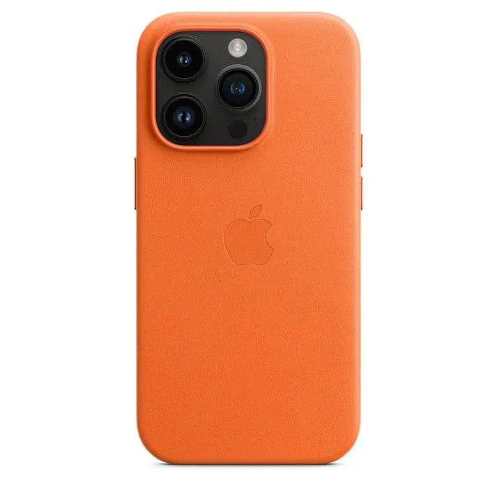 iPhone 13 Pro Max Leather Case, Compatible with MagSafe, Premium Tumbled Leather, Metal Buttons, Slim Fit&Durable, Distinctive Texture Cover Orange
