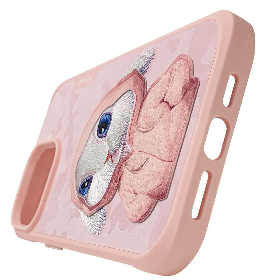 Nimmy Embroidery for iPhone 14 TPU+PU Leather Shockproof Fashion Series-Rabbit