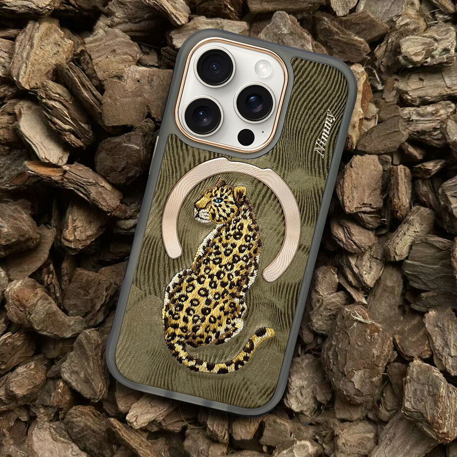 iPhone 16 Pro Max Nimmy Embroidery Dream Animal Series Magsafe Case - Leopard