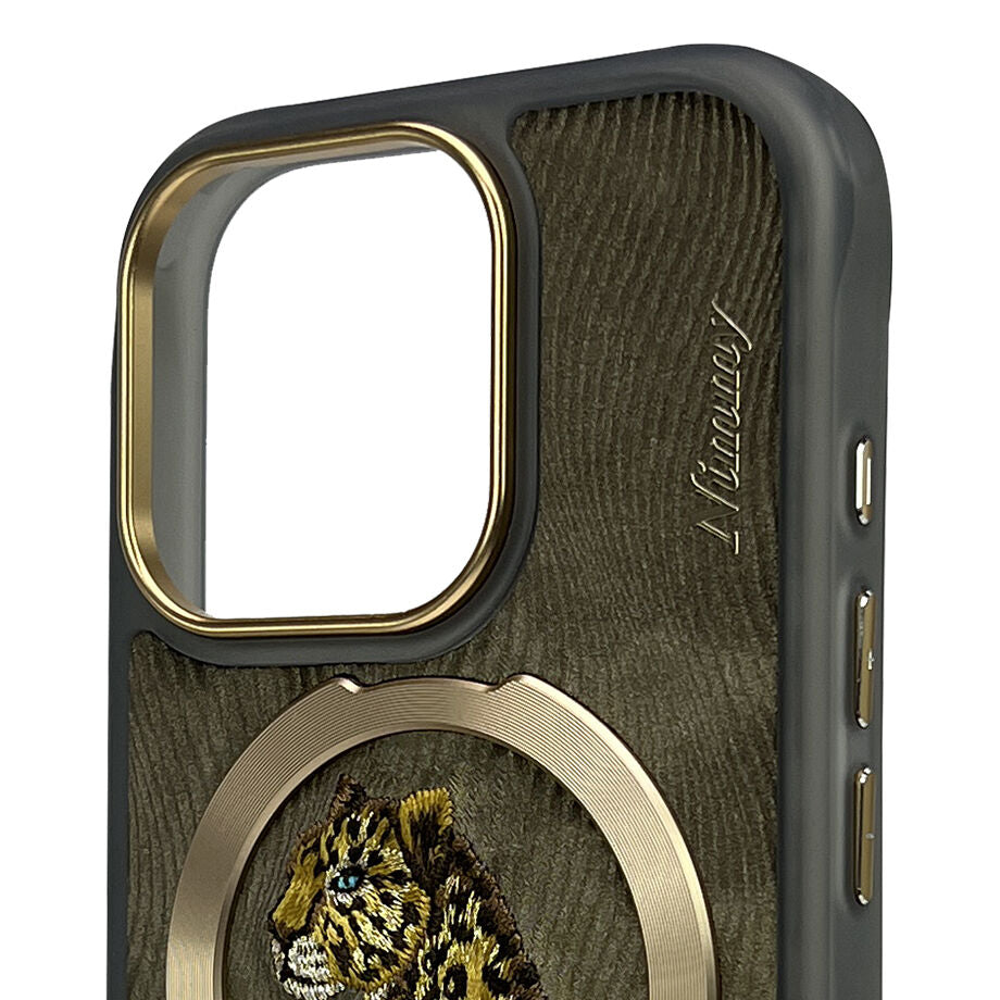 iPhone 16 Pro Max Nimmy Embroidery Dream Animal Series Magsafe Case - Leopard