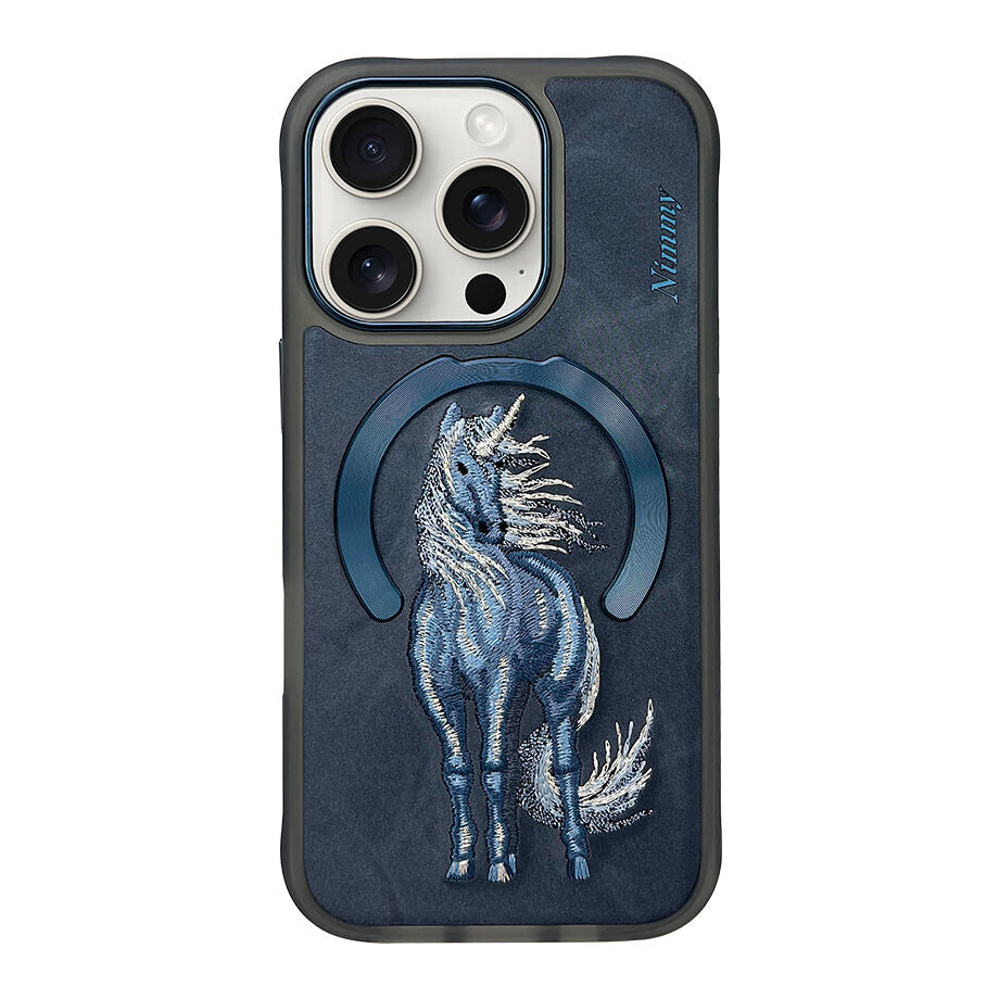 iPhone 16 Pro Max Nimmy Embroidery Dream Animal Series Magsafe Case - Unicorn