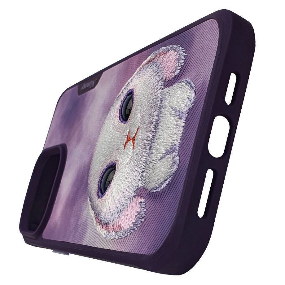 iPhone 14 Pro Max Nimmy Embroidery Shockproof Big Eyes Series Case - Purple