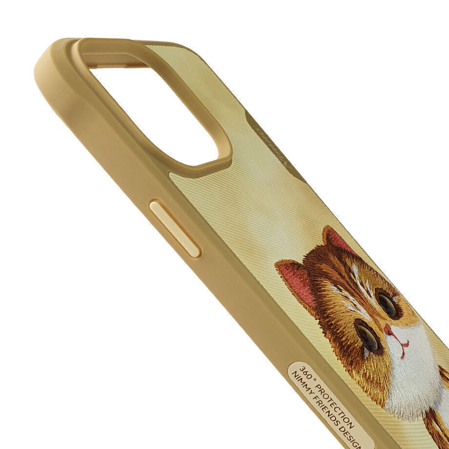 Nimmy Embroidery for iPhone 14 TPU+PU Leather Shockproof Big Eyes-British Hair