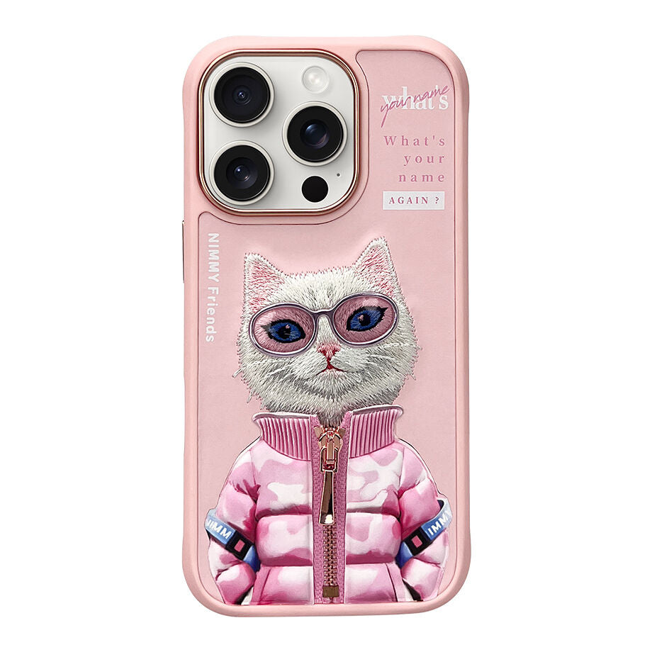 iPhone 16 Pro Max Nimmy Official Embroidery Jacket Series Back Cover - Pink