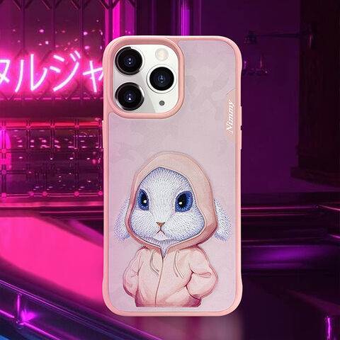 Nimmy Embroidery for iPhone 14 Pro TPU+PU Leather Shockproof Fashion Series-Rabbit
