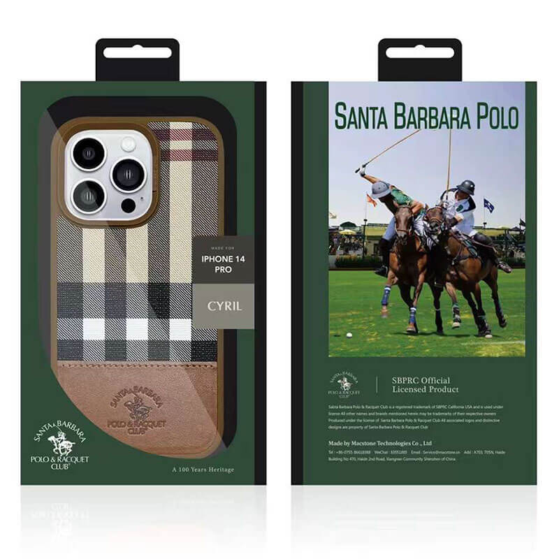 iPhone 14 Pro Santa Barbara Cyril Series Leather Case - Brown
