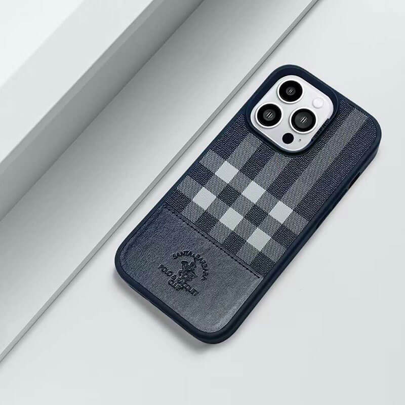 iPhone 14 Pro Max Santa Barbara Cyril Series Genuine Leather Case - Black