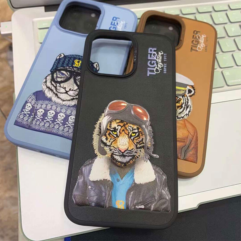 iPhone 14 Pro Max Santa Barbara Fergus Series Genuine Leather Case - Black