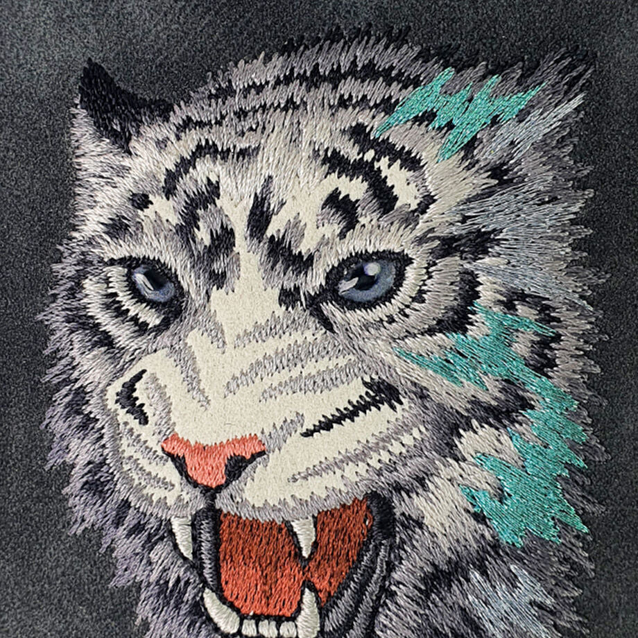 iPhone 15 Pro Max Nimmy Dazzling Series Embroidery Leather Case - Tiger