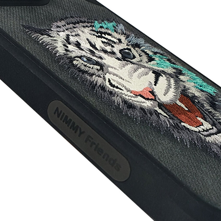 iPhone 15 Pro Max Nimmy Dazzling Series Embroidery Leather Case - Tiger