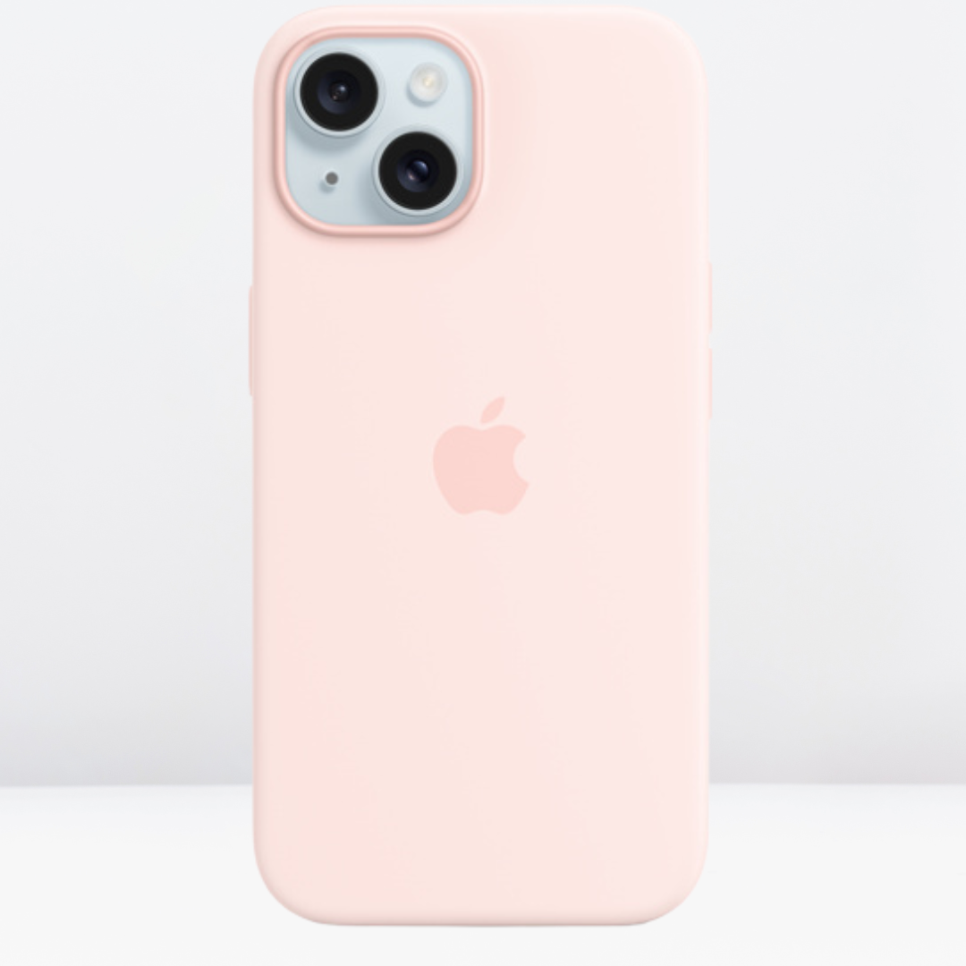 High-Quality Silicone Case with IC MagSafe Working for the iPhone 14/15 Series (Light Pink)