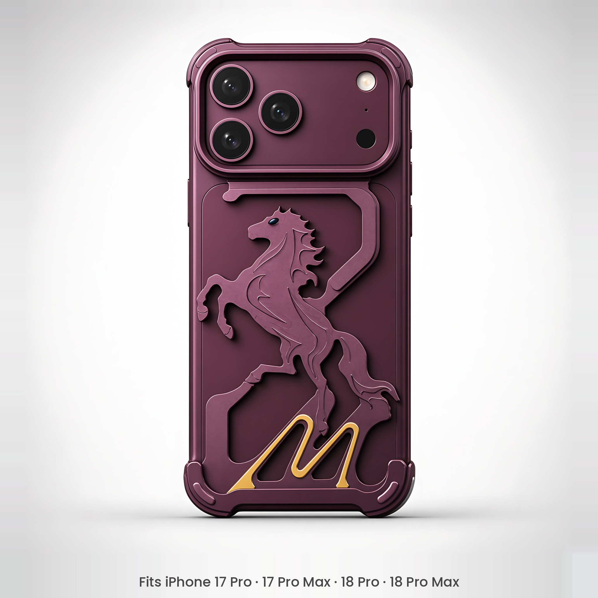 Pegasus Horse Hollow-Cut Aluminium Case for iPhone 18 Pro & 17 Pro Series – Red