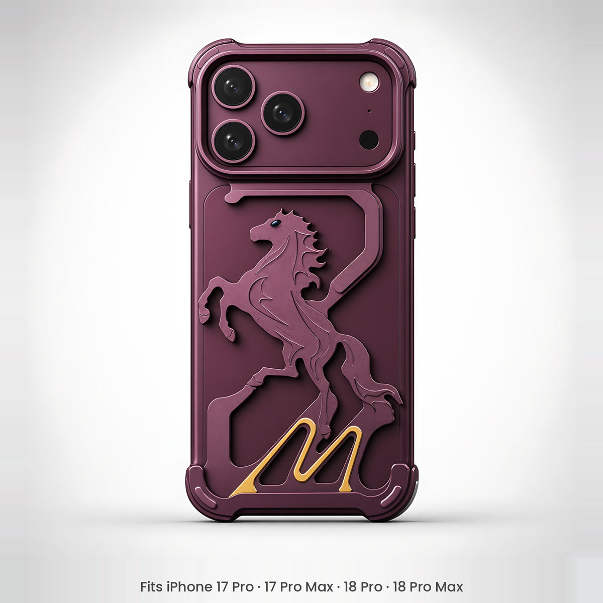 Pegasus Horse Hollow-Cut Aluminium Case for iPhone 18 Pro & 17 Pro Series – Red