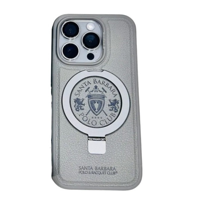 iPhone 16 Pro Max Santa Barbara Primo Series Metal Ring Leather Case - Titanium