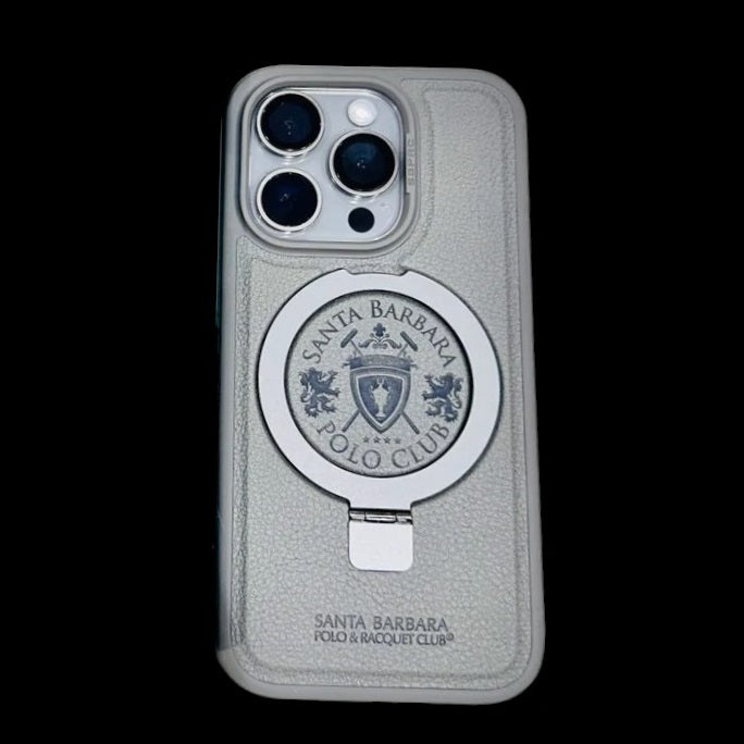 iPhone 16 Pro Santa Barbara Primo Series Metal Ring Leather Case - Titanium