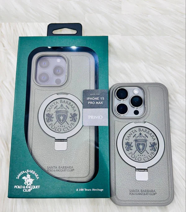 iPhone 16 Pro Max Santa Barbara Primo Metal Ring Leather Case - Titanium