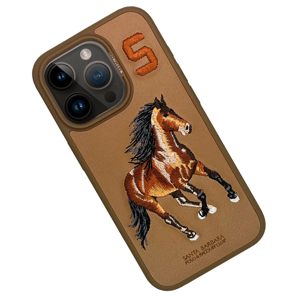 iPhone 14 Plus Boris Series Santa Barbara Polo Racquet Club leather Case - Brown