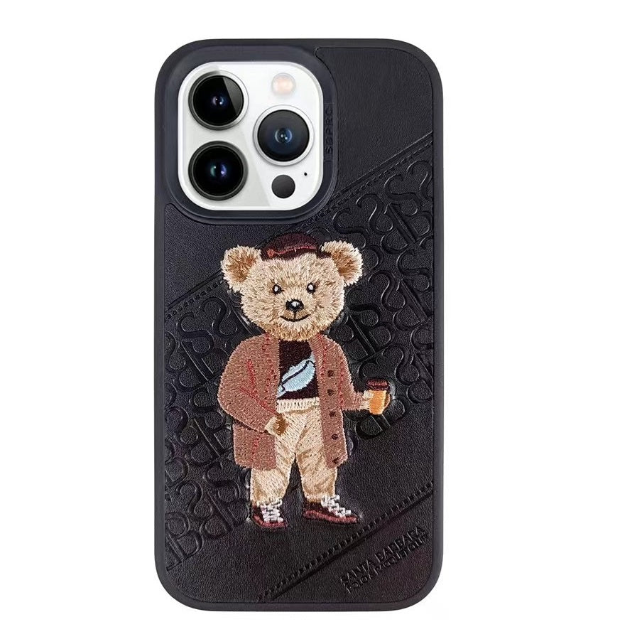 iPhone 14 Pro Santa Barbara Crete Series Genuine Leather Case - Black