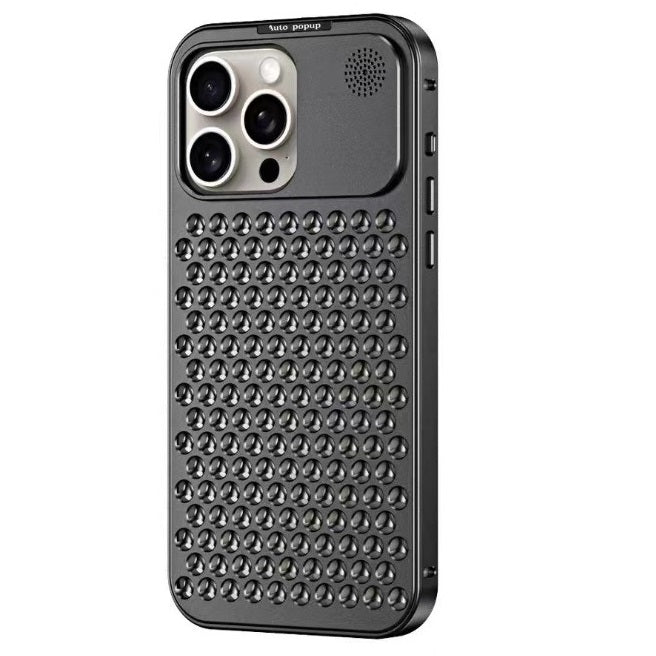 iPhone 15 Pro Max Metal Heat Dissipation Pure Aluminum Cooling Case with Aroma - Black