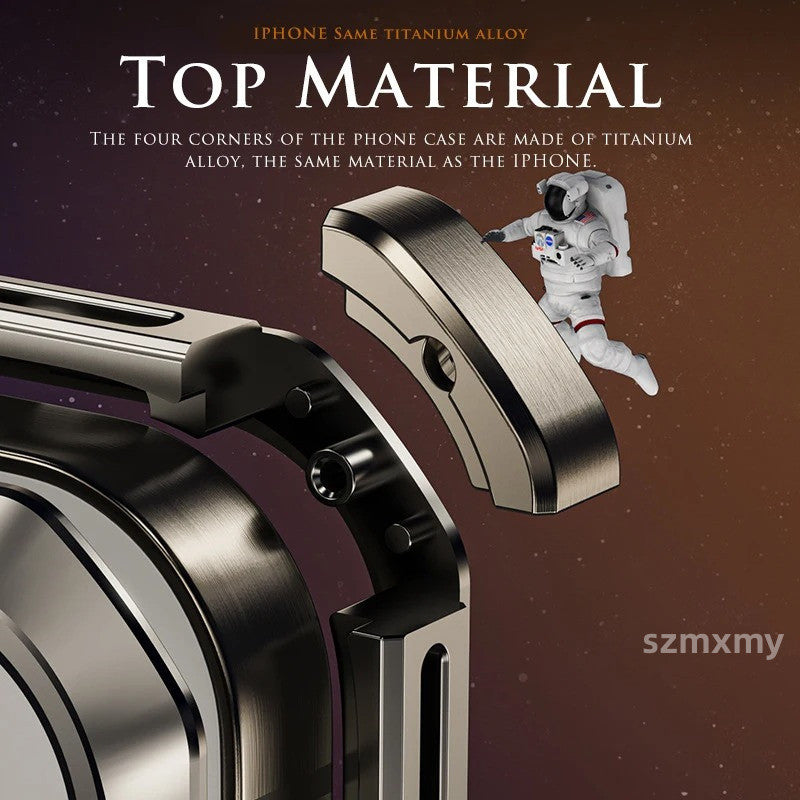 iPhone 15 Pro Mechanical Armor Hollow Heat Dissipation Metal Alloy Shockproof Case - Titanium