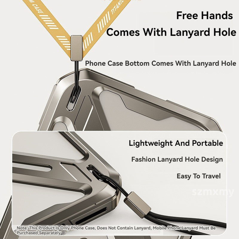 iPhone 15 Pro Mechanical Armor Hollow Heat Dissipation Metal Alloy Shockproof Case - Titanium