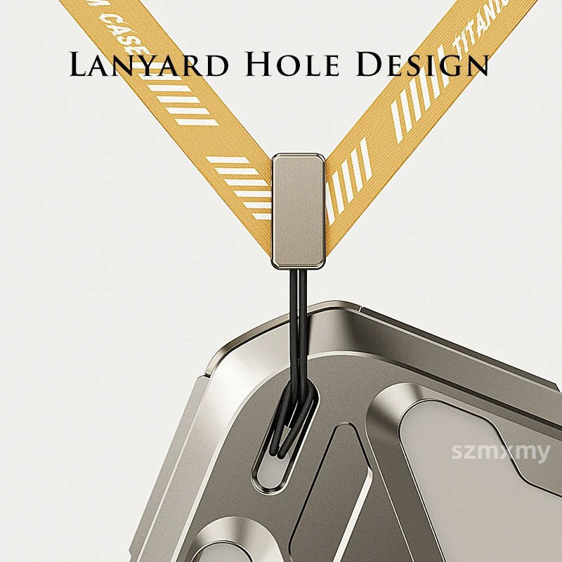 iPhone 15 Pro Mechanical Armor Hollow Heat Dissipation Metal Alloy Shockproof Case - Titanium